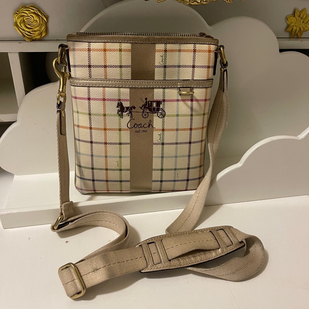 COACH Heritage Tattersall Multicolor Plaid Crossbody no flaws